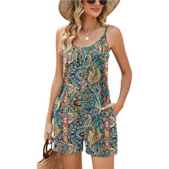 Womens Casual Summer Sleeveless Shorts Jumpsuits Multicolor - Picture 1 of 6